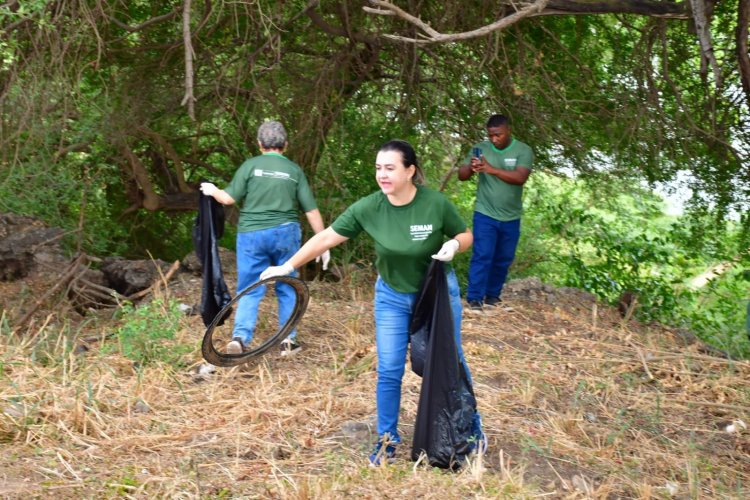 SEMAN realiza mutirão de limpeza nas margens do Rio Parnaíba