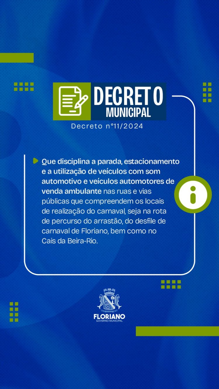 Prefeitura de Floriano publica três decretos relacionados ao Carnaval 2024