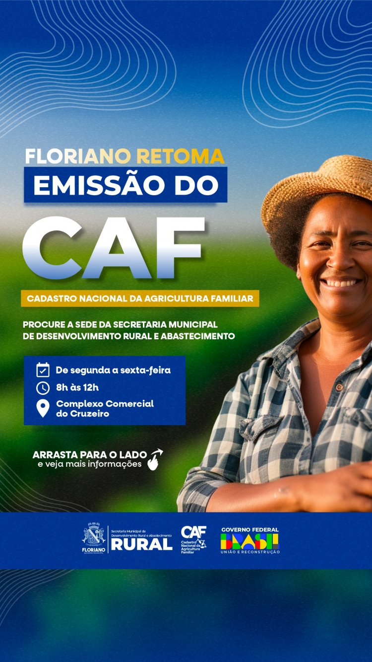 Prefeitura de Floriano retoma emissão do Cadastro Nacional da Agricultura Familiar (CAF)