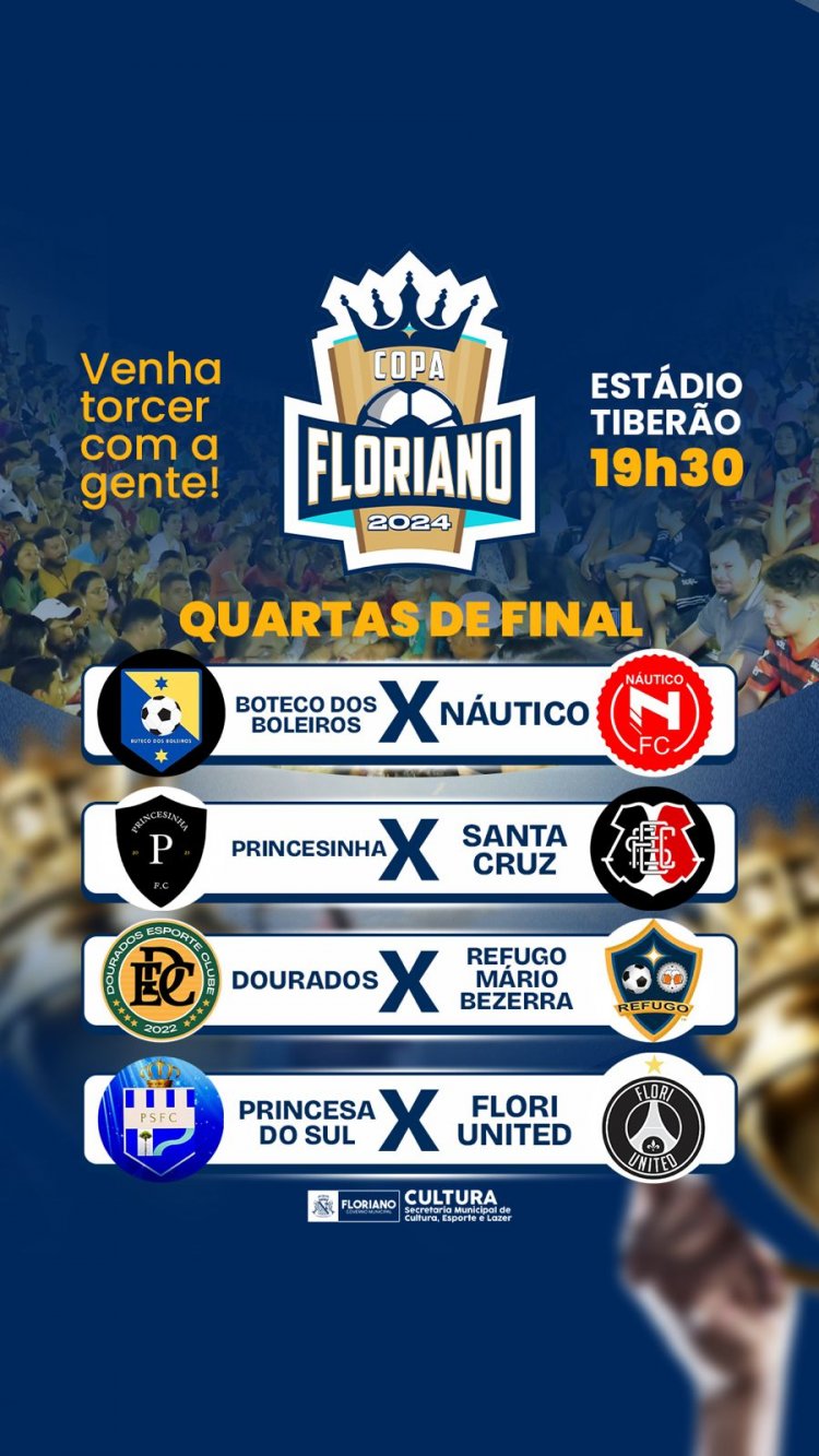 Sorteio define times que se enfrentarão nas quartas de final da Copa Floriano