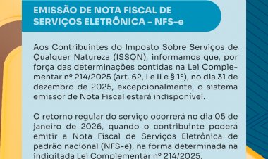 Informativo: Prefeitura de Floriano suspende temporariamente emissão de NFS-e para implantação de nova plataforma