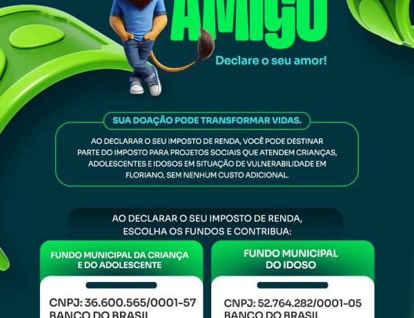 Prefeitura de Floriano lança campanha Leão Amigo 2026 e incentiva doações para fundos sociais