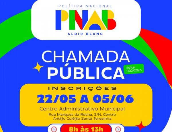 Secretaria de Cultura de Floriano lança edital 002/2026 da Lei Aldir Blanc
