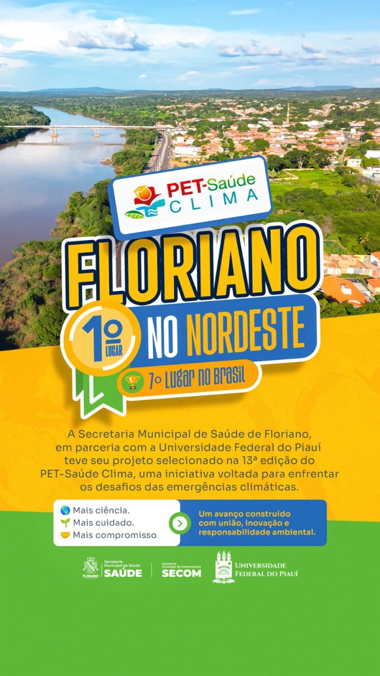 Floriano conquista 1º lugar no Nordeste e 7º no Brasil em seleção do PET-Saúde Clima